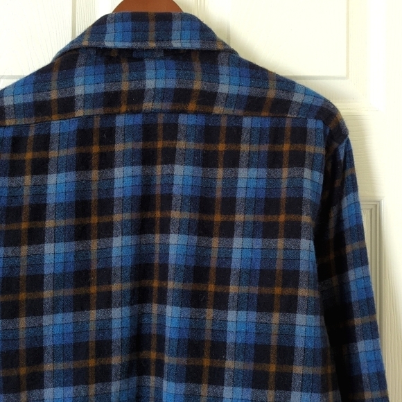 Kingsfield 90's Vintage Plaid Wool Blend Long Sleeve Button Down Shirt Blue L - Picture 12 of 12